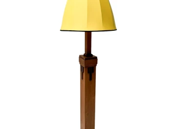 Art Deco Modernist Floor Lamp with Shantung Silk Shade, 1920s